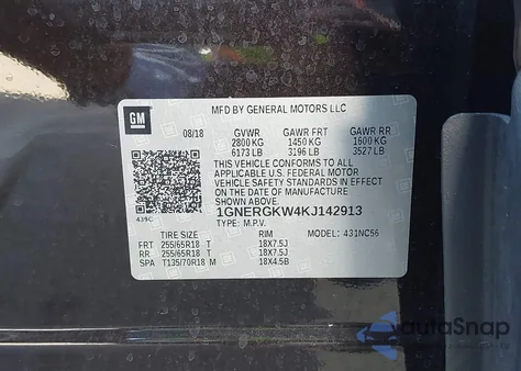 2019 Chevrolet Traverse 1Lt z USA, uszkodzony, nr VIN 1GNERGKW4KJ142913